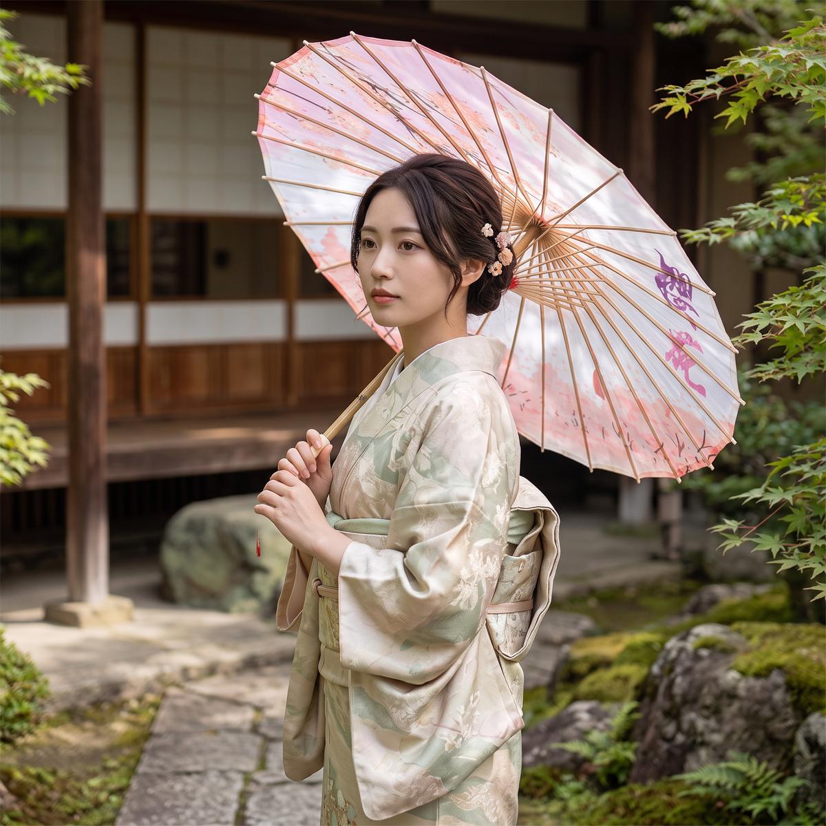 Pink Blossom Japanese Umbrella
