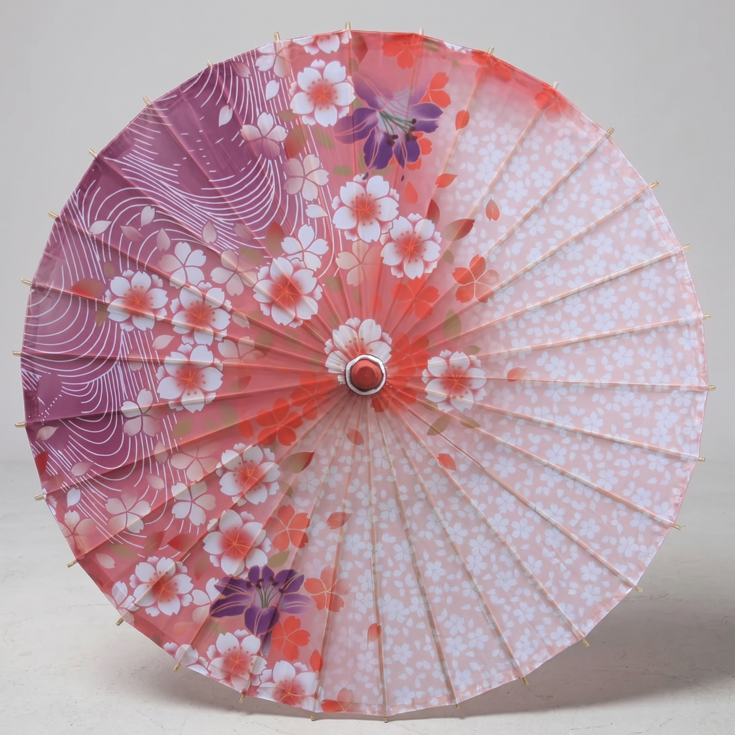 Japanese-Style Pink Floral Umbrella