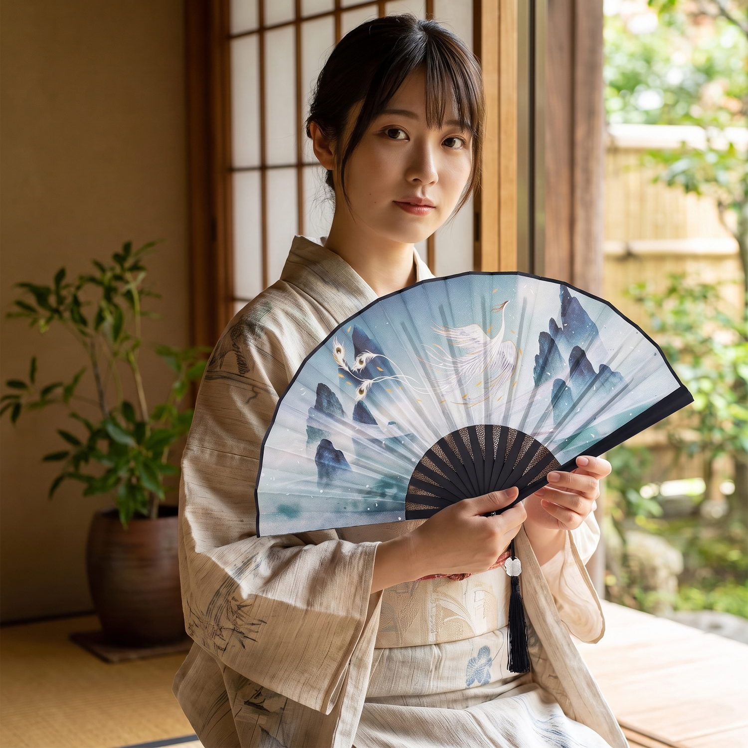 Phoenix Foldable Japanese Fan