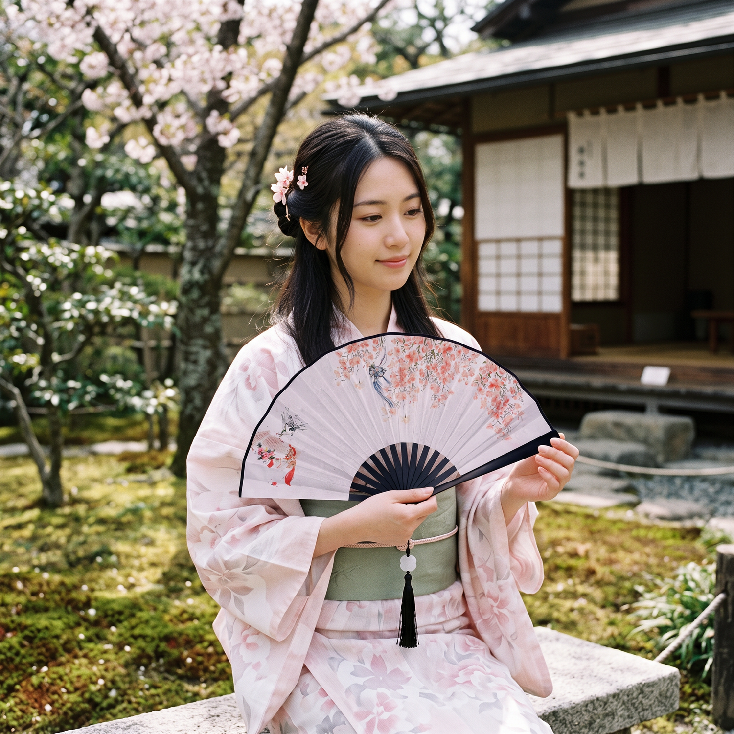 Japanese Cherry Blossom Fan
