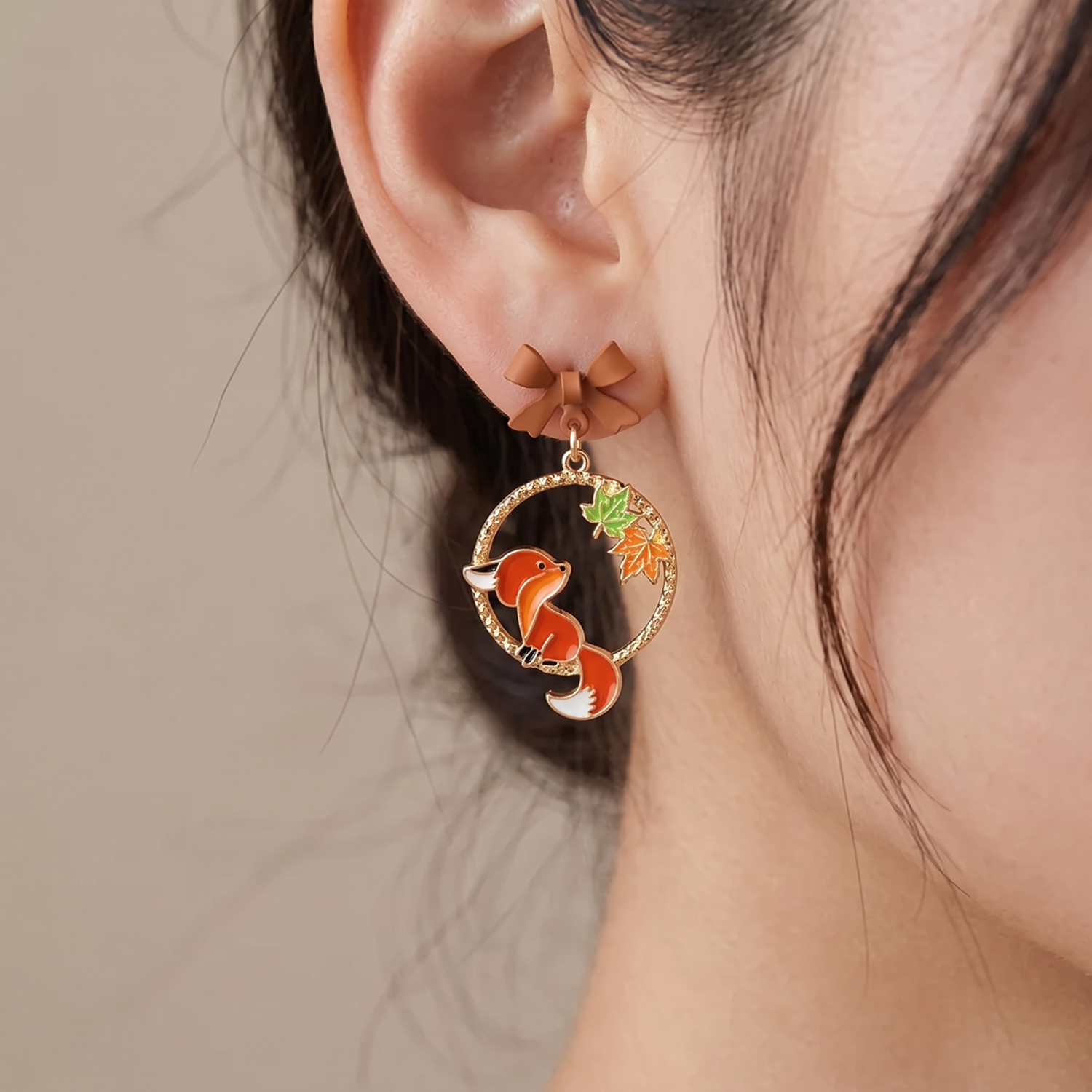 Japanese Cute Fox Earrings