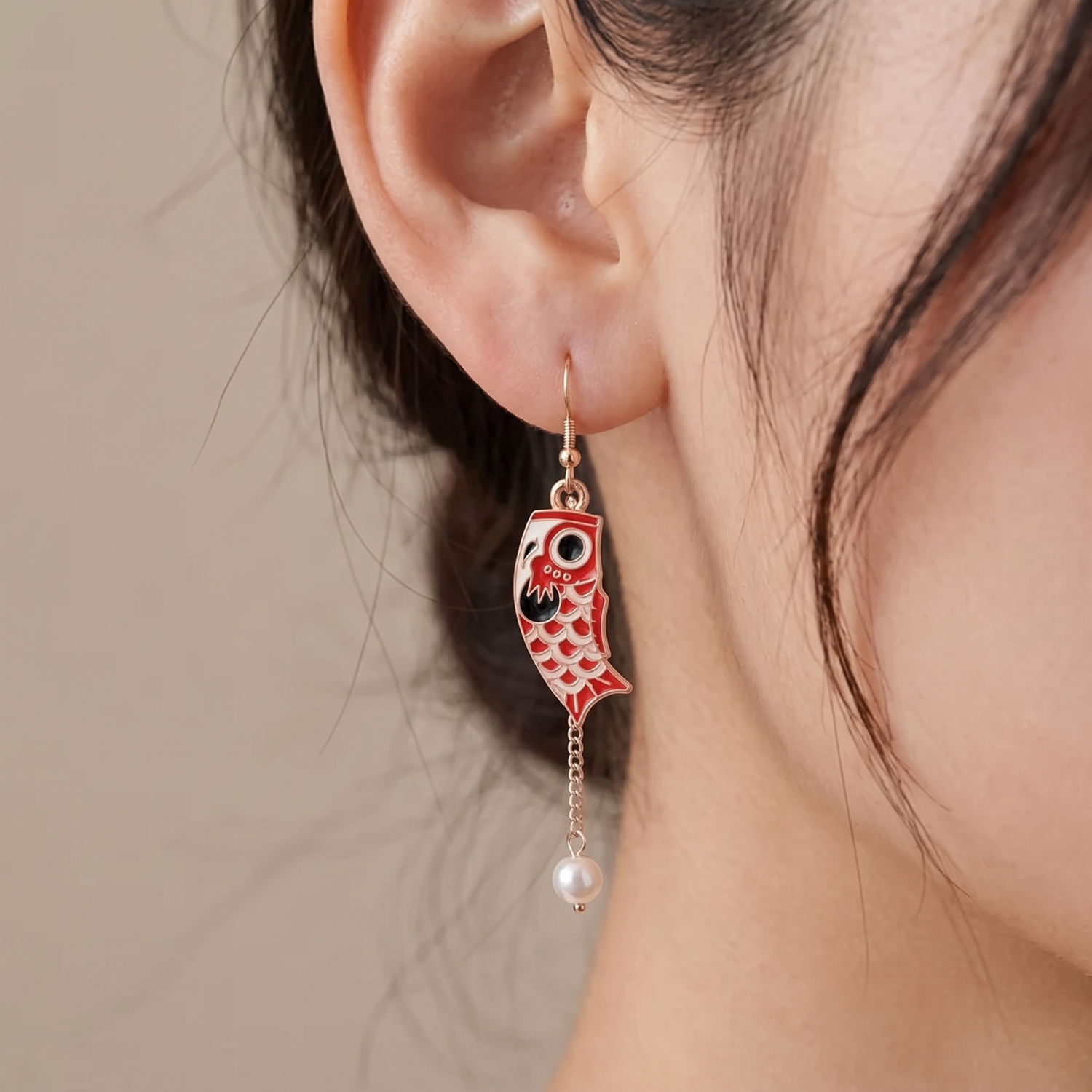 Asymmetrical Koi Fish Earrings