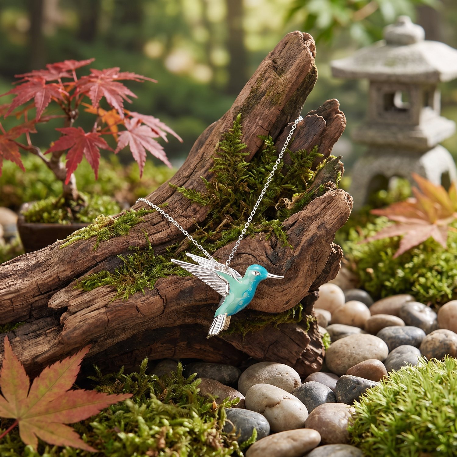 Japanese Bird Pendant Necklace