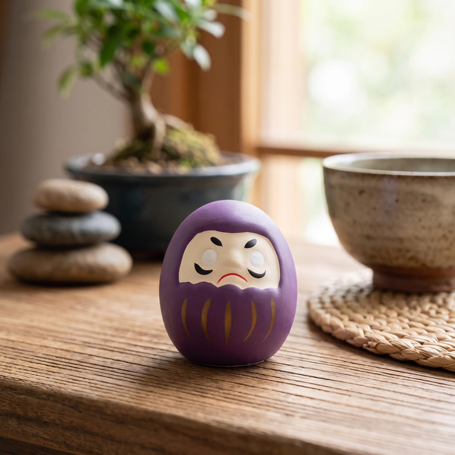 Japanese Ceramic Purple Daruma