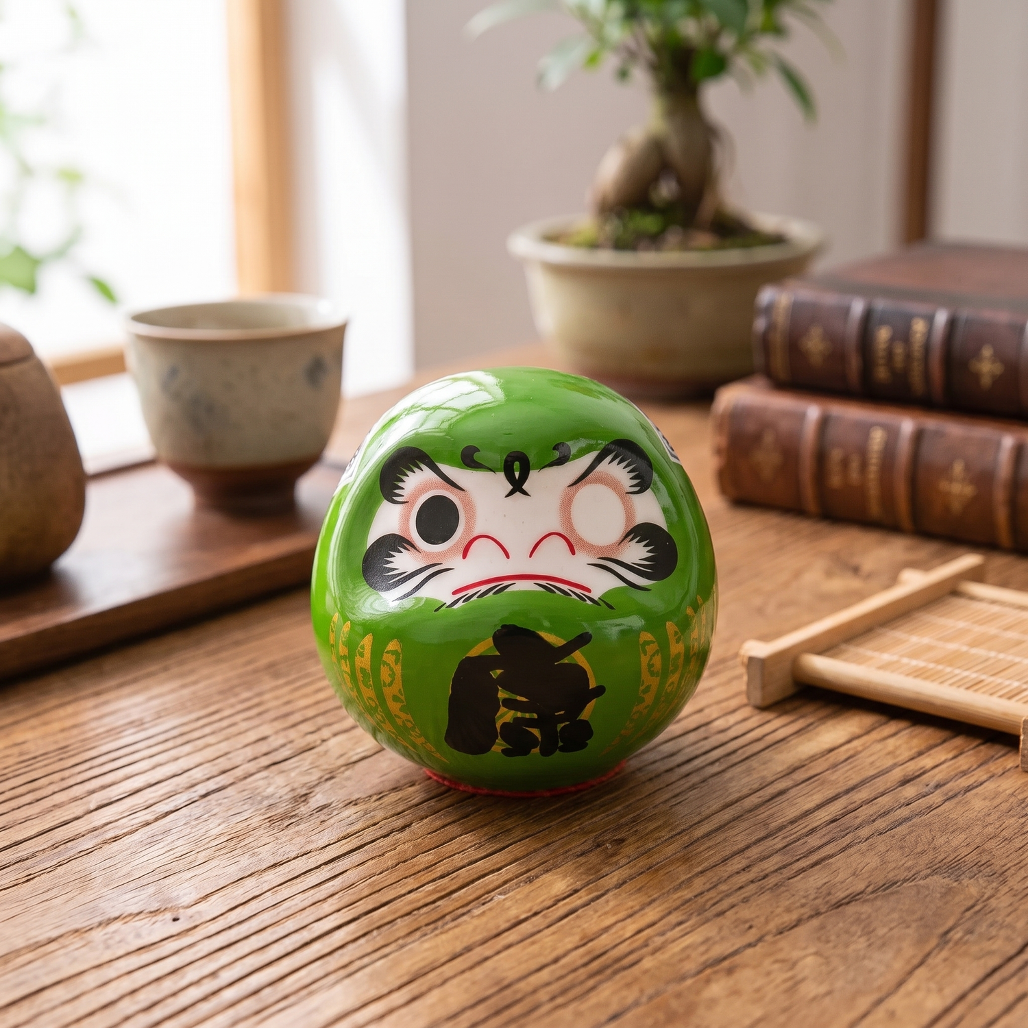Traditional Green Daruma Doll