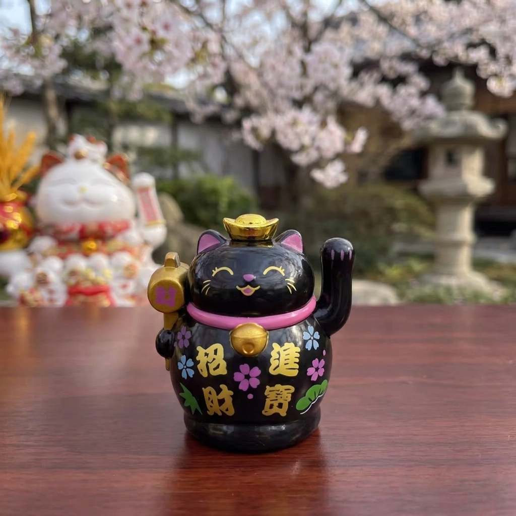 Cute Black Maneki Neko