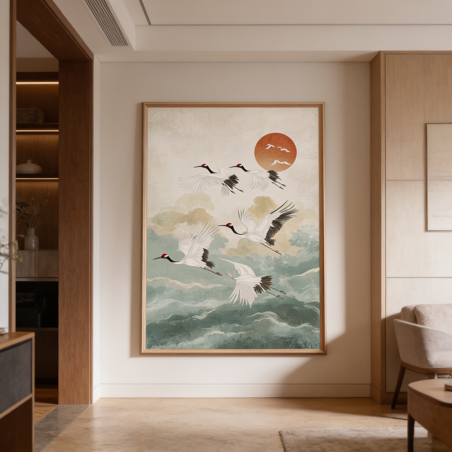 Ukiyo Crane Woodblock Print
