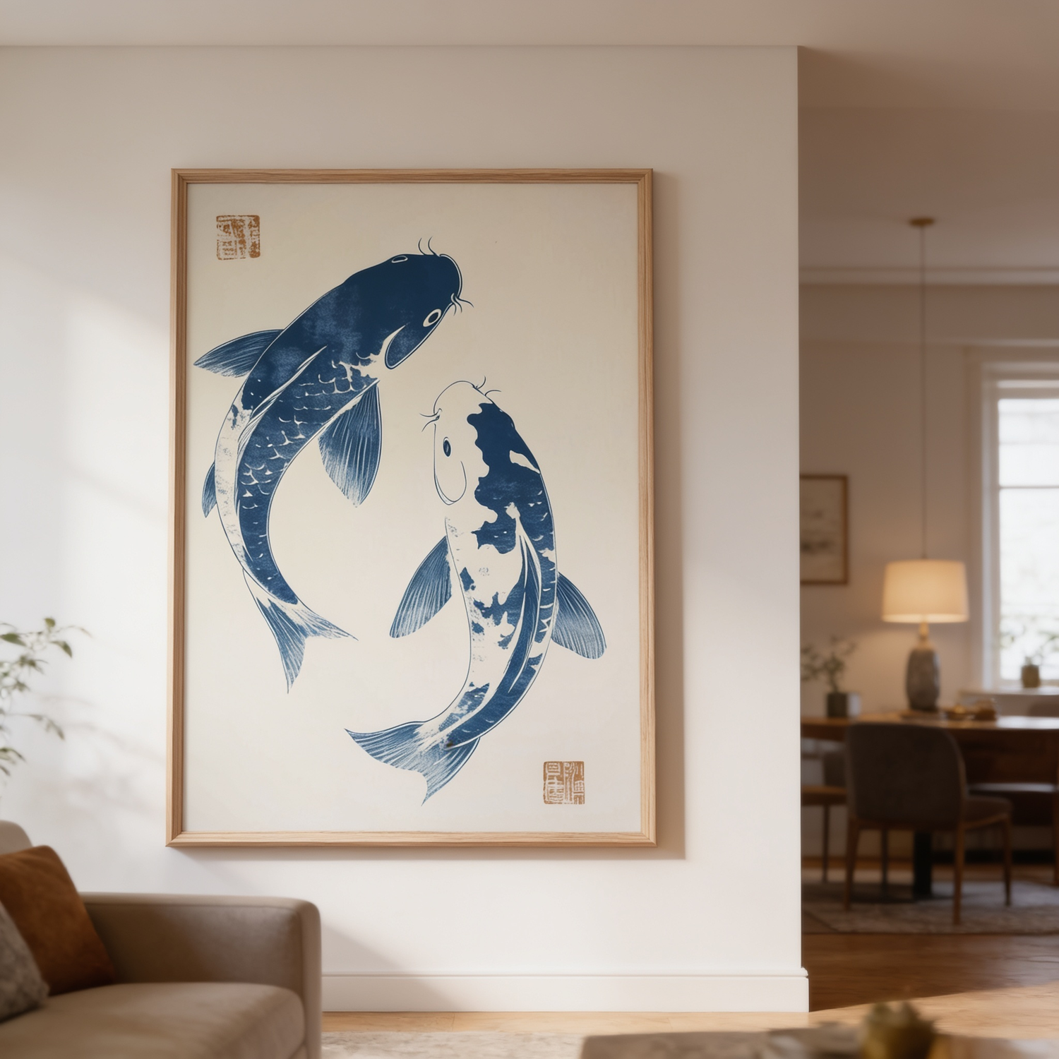 Koi Fish Woodblock Print