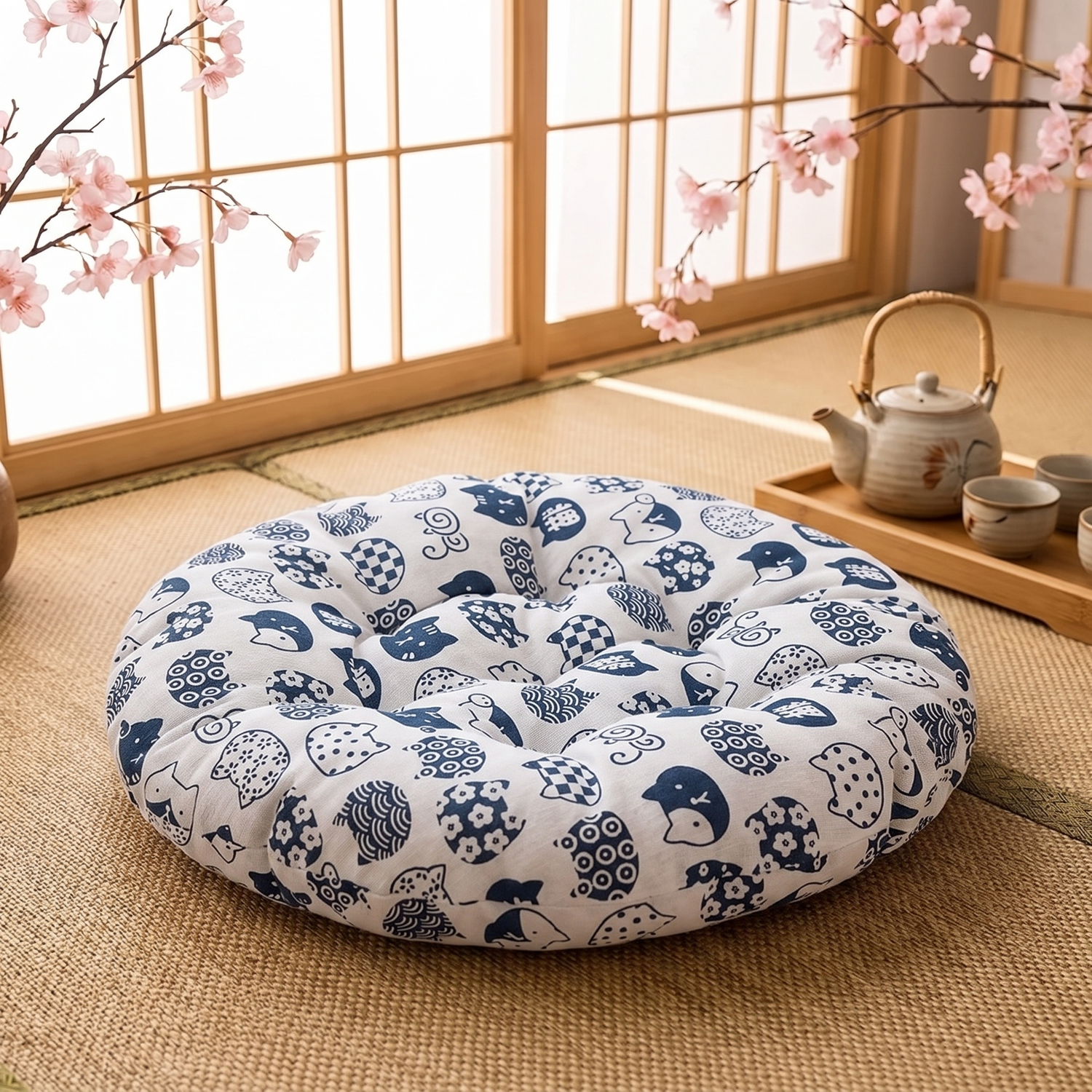 Japanese Neko Print Cushion