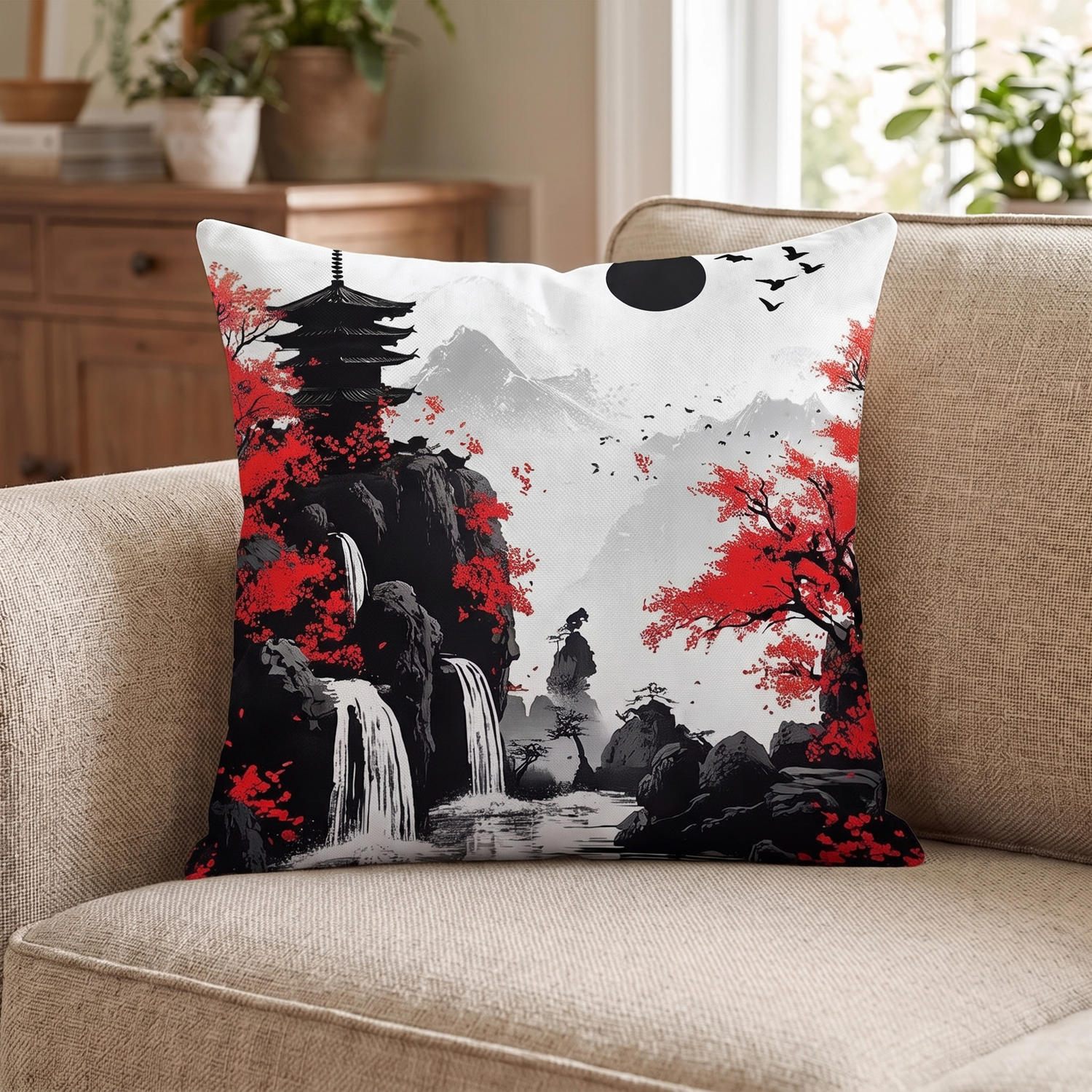 Japanese Landscape Pillow Cover