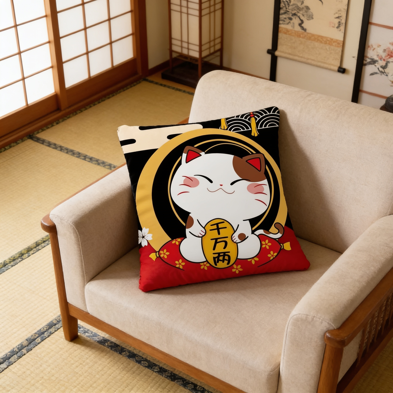 Fortune Cat Cushion Cover