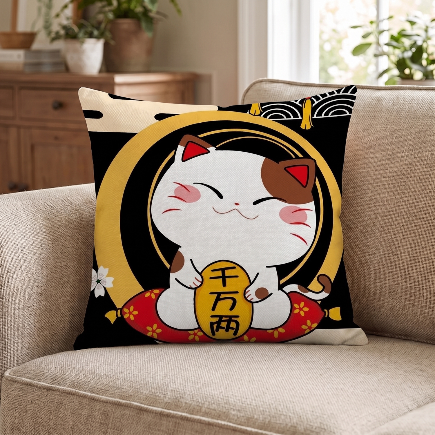 Fortune Cat Cushion Cover