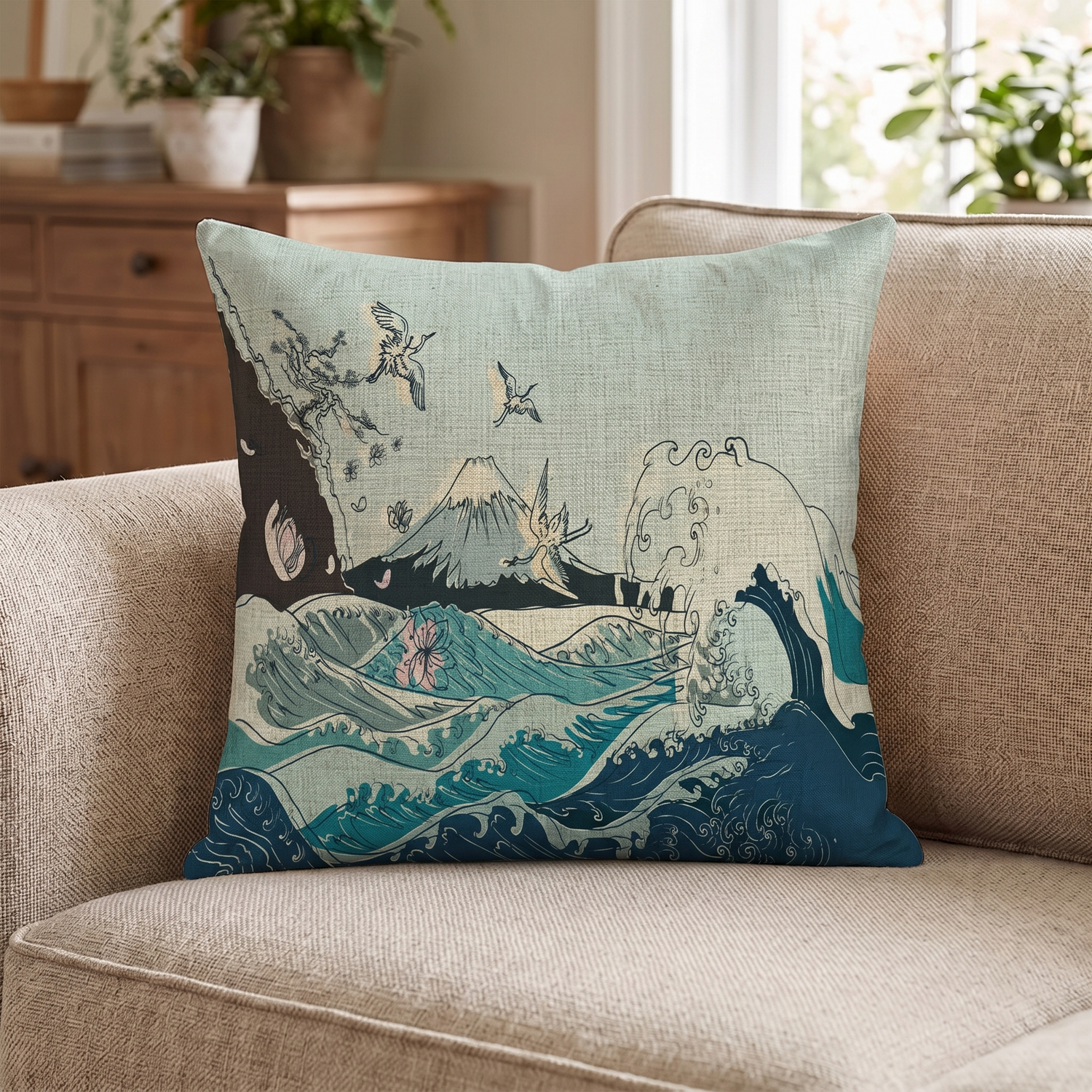 Japanese Wave Cushion Cover