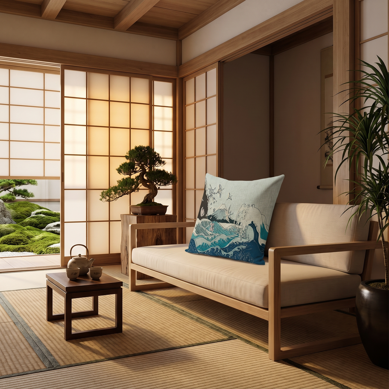 Japanese Wave Cushion Cover