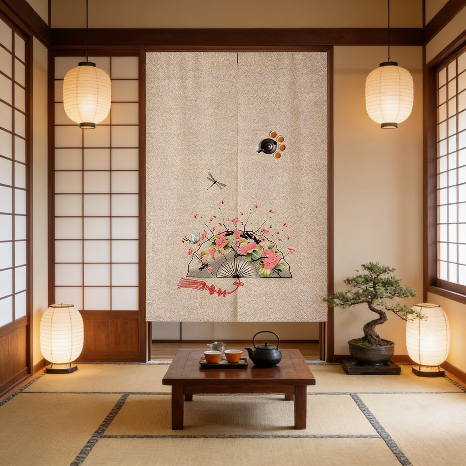 Fan Print Noren Curtain
