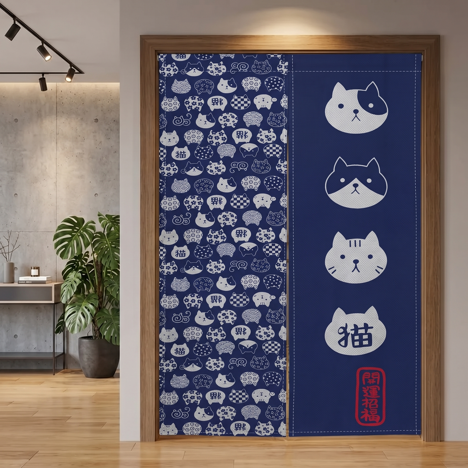 Japanese Neko Pattern Noren Curtain