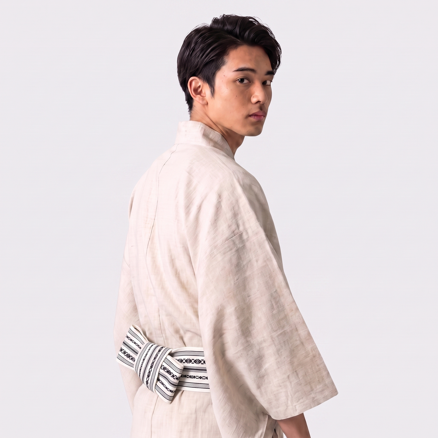 Men's Striped Obi Belt