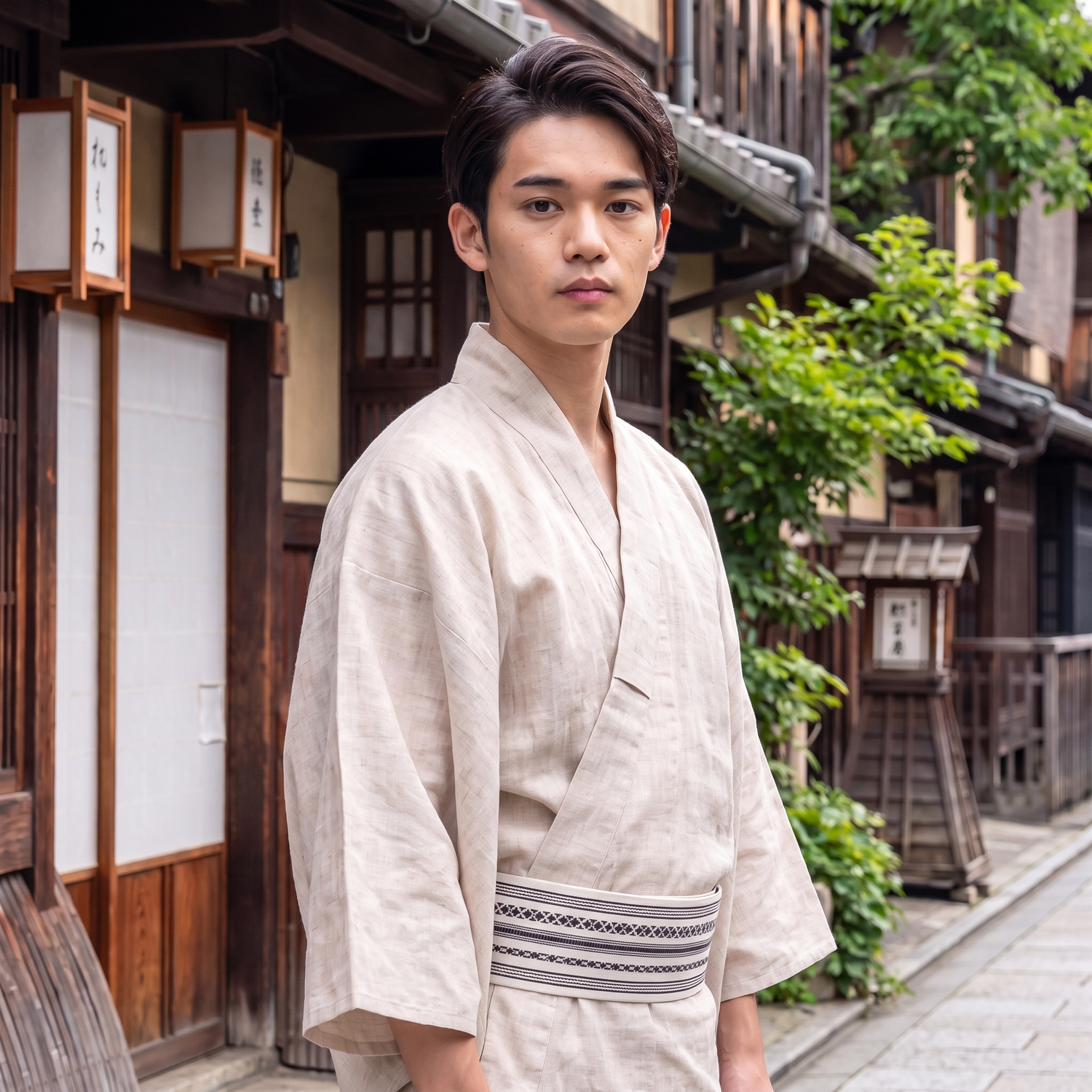 Men's Striped Obi Belt