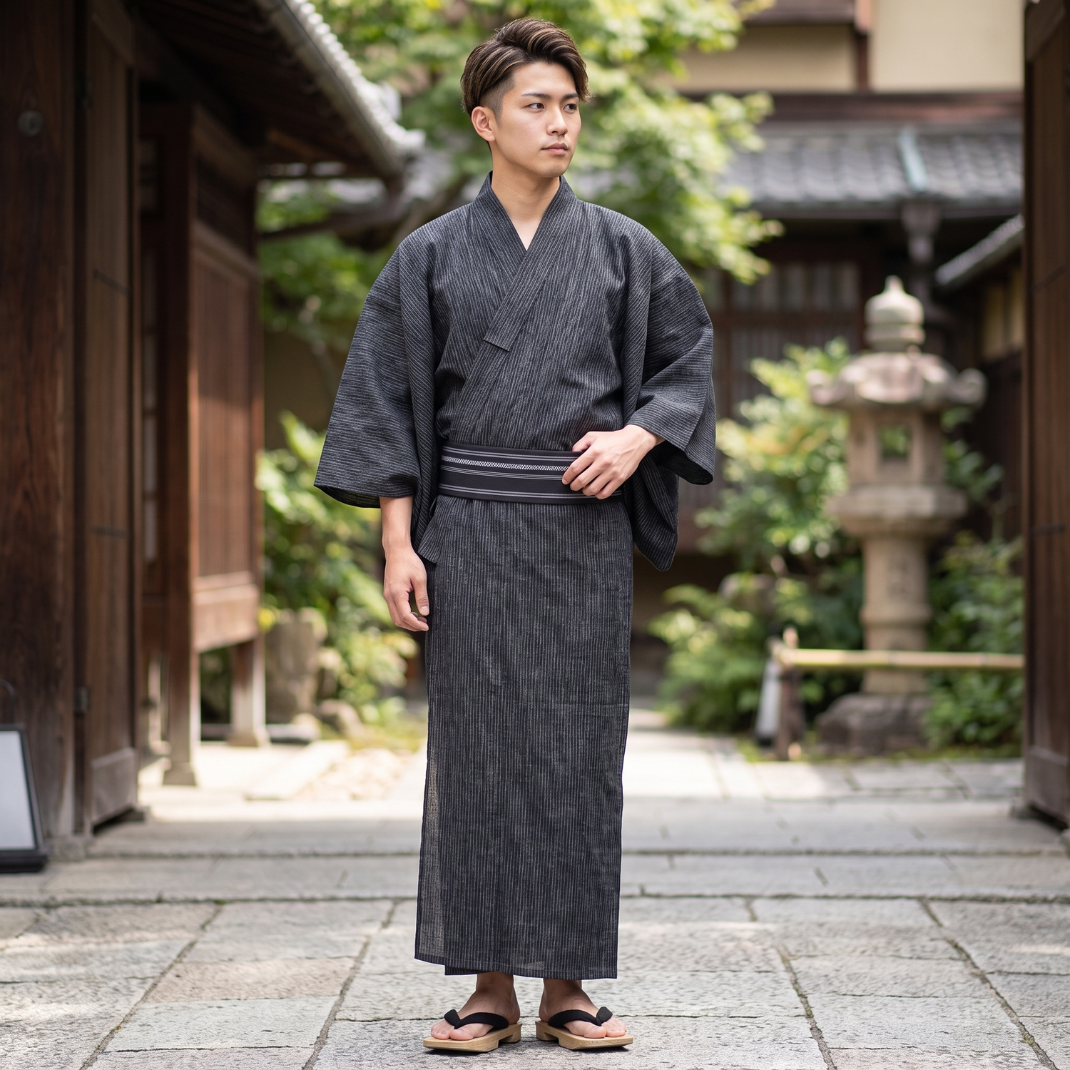 Mens Black Kimono
