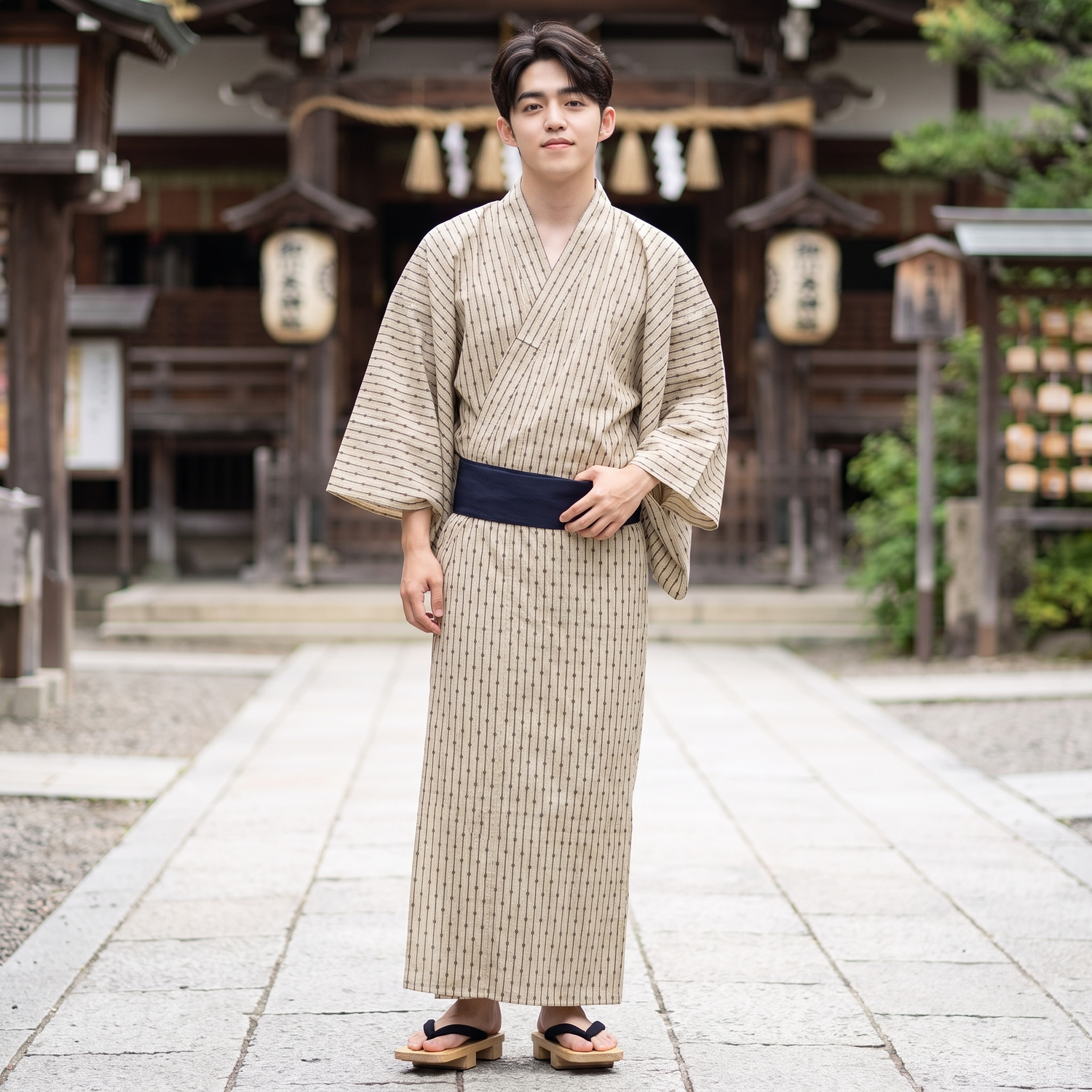 Beige Samurai Kimono for Men
