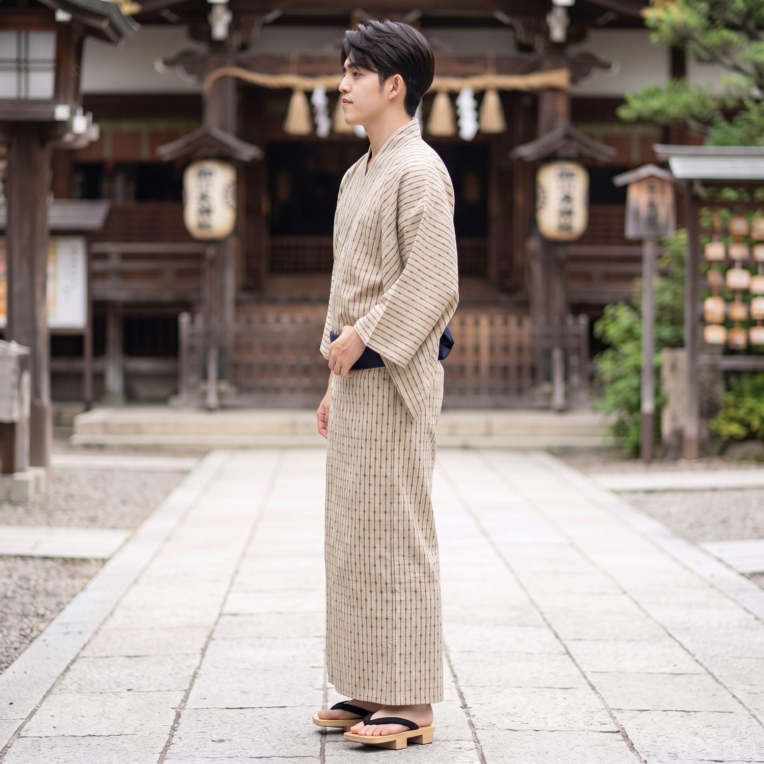 Beige Samurai Kimono for Men