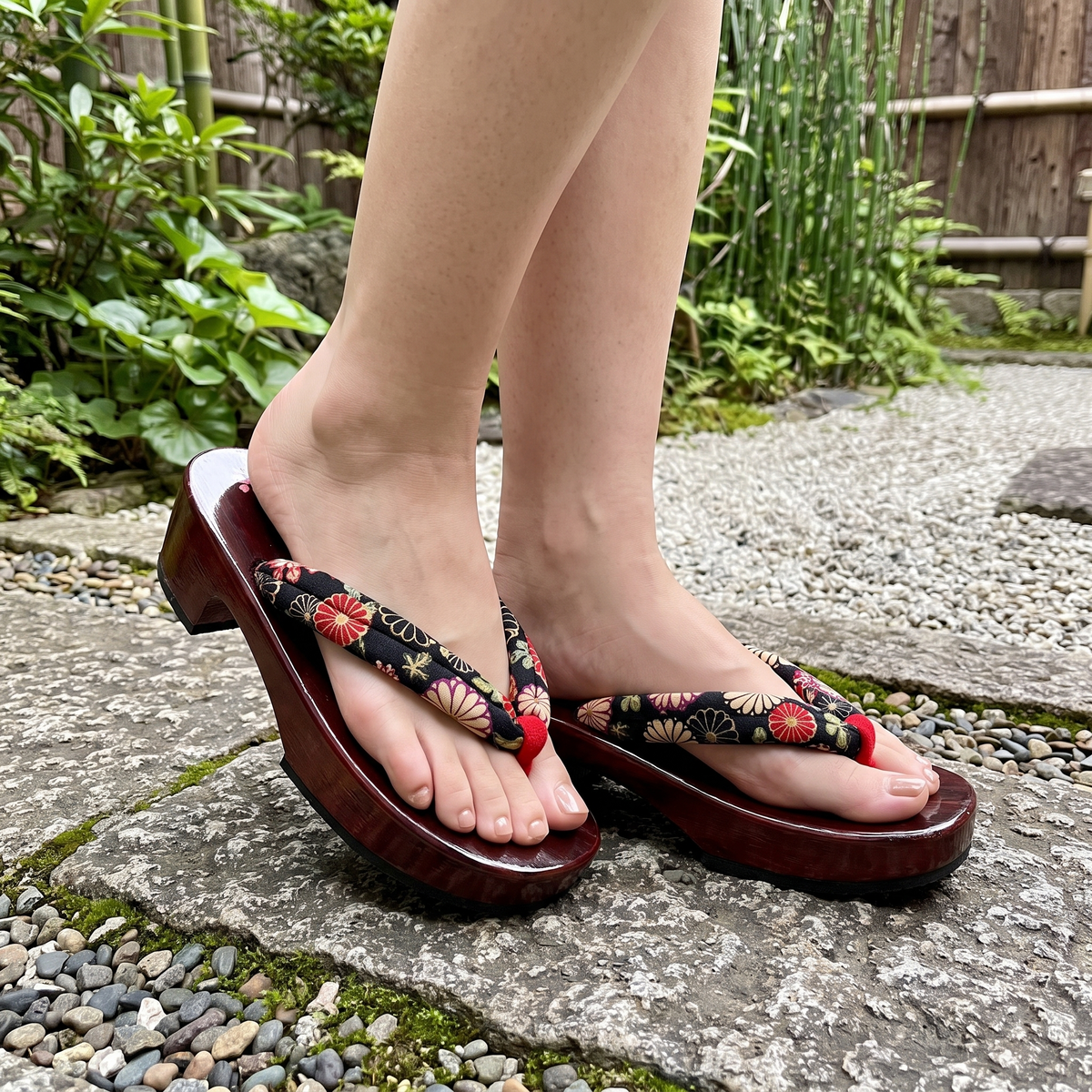 Floral Japanese Geta Women