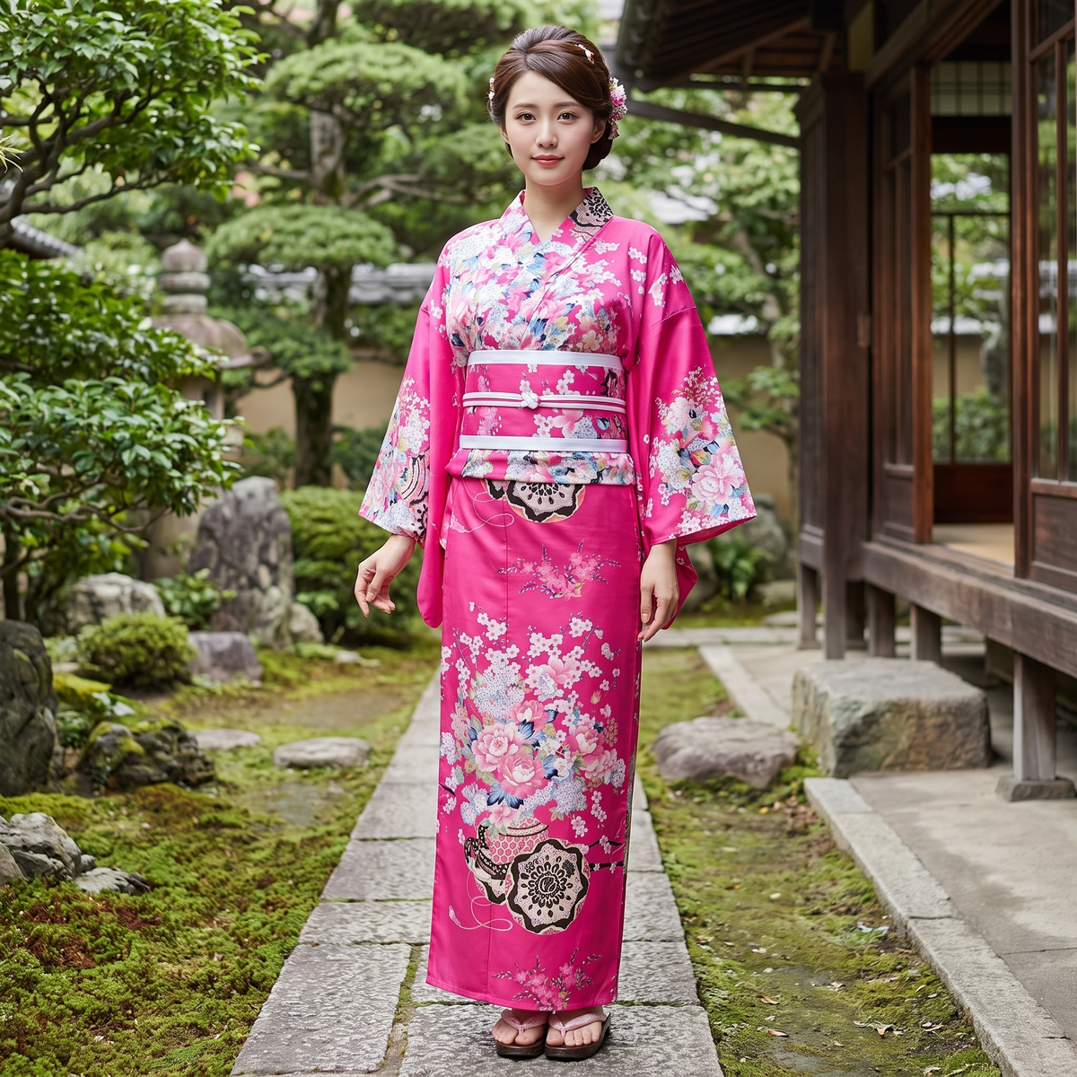 Japanese Pink Yukata for Women