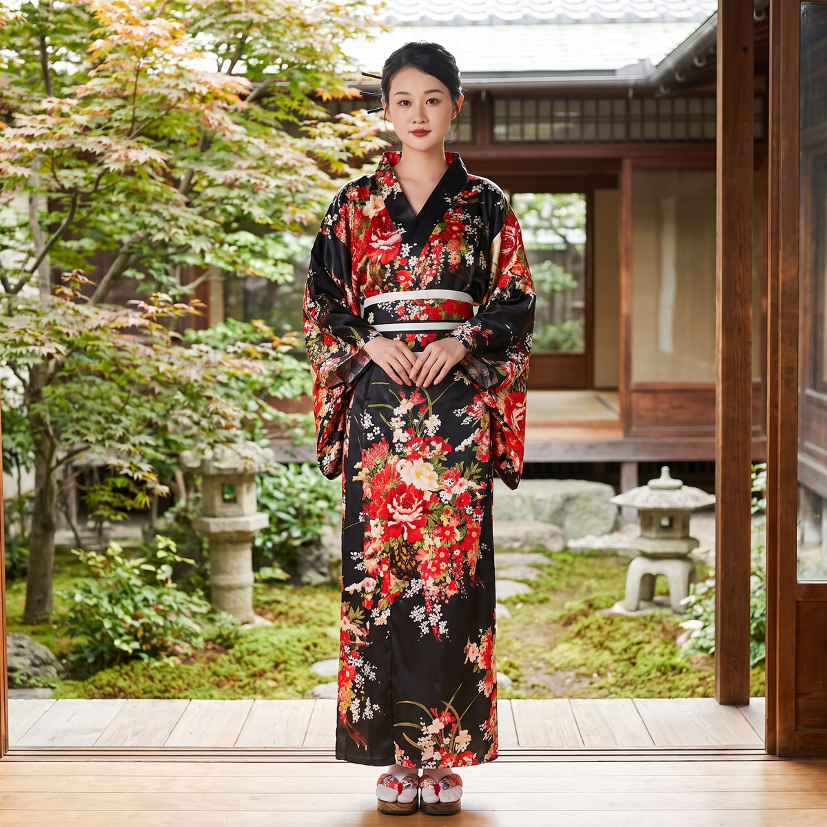 Japanese Black Kimono Yukata