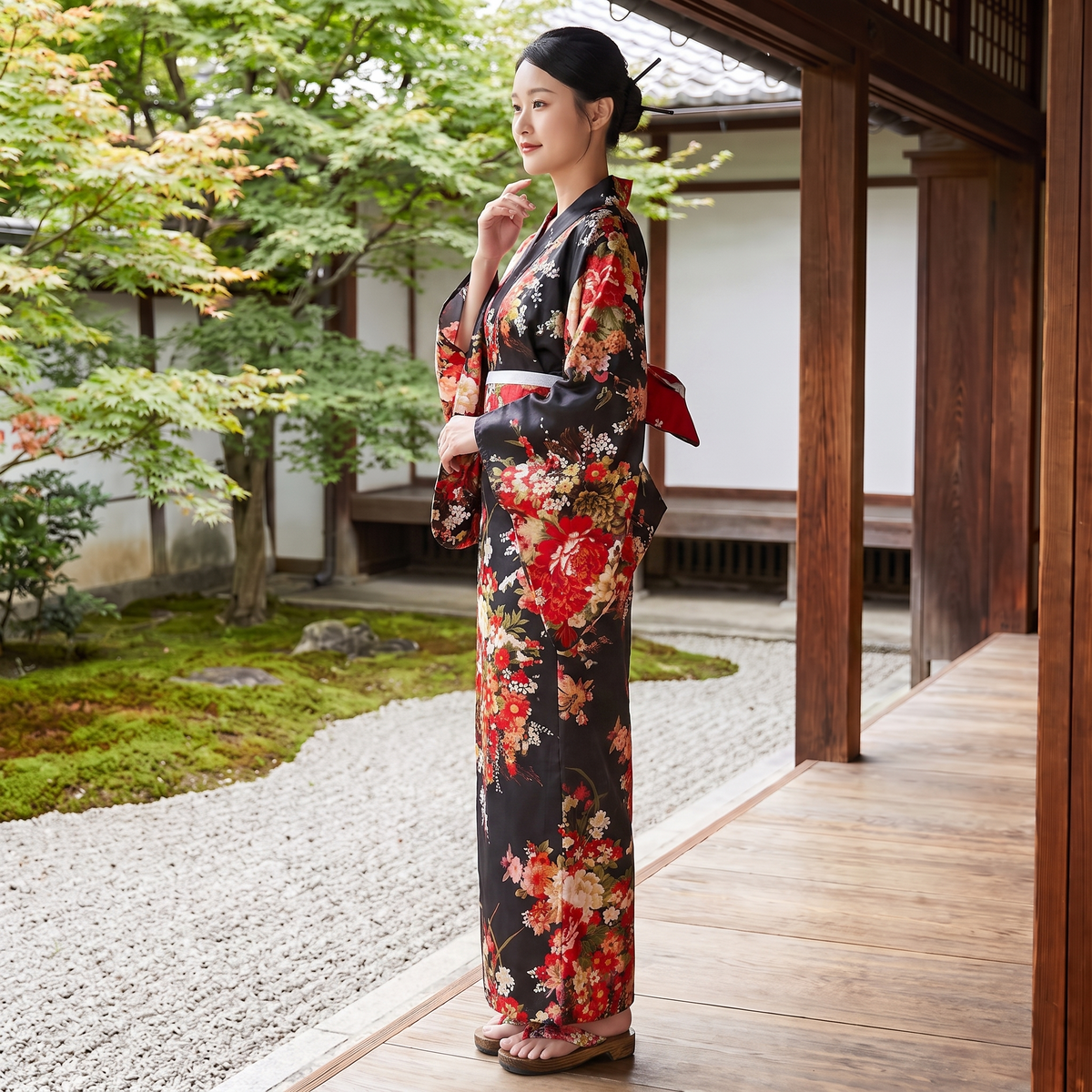 Japanese Black Kimono Yukata