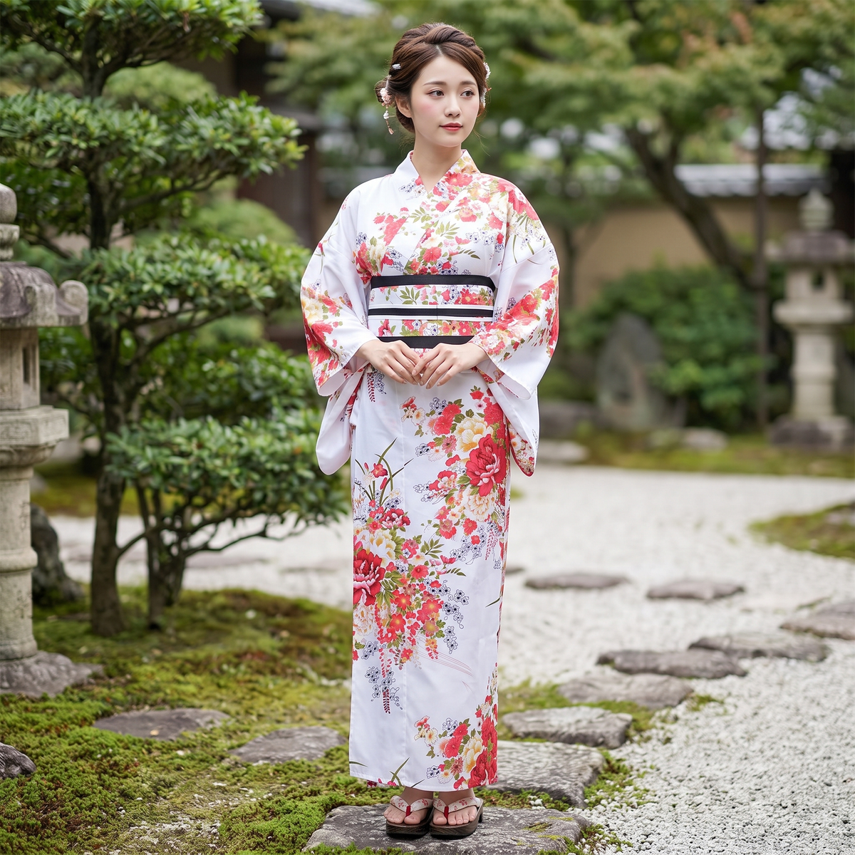 Womens White Yukata