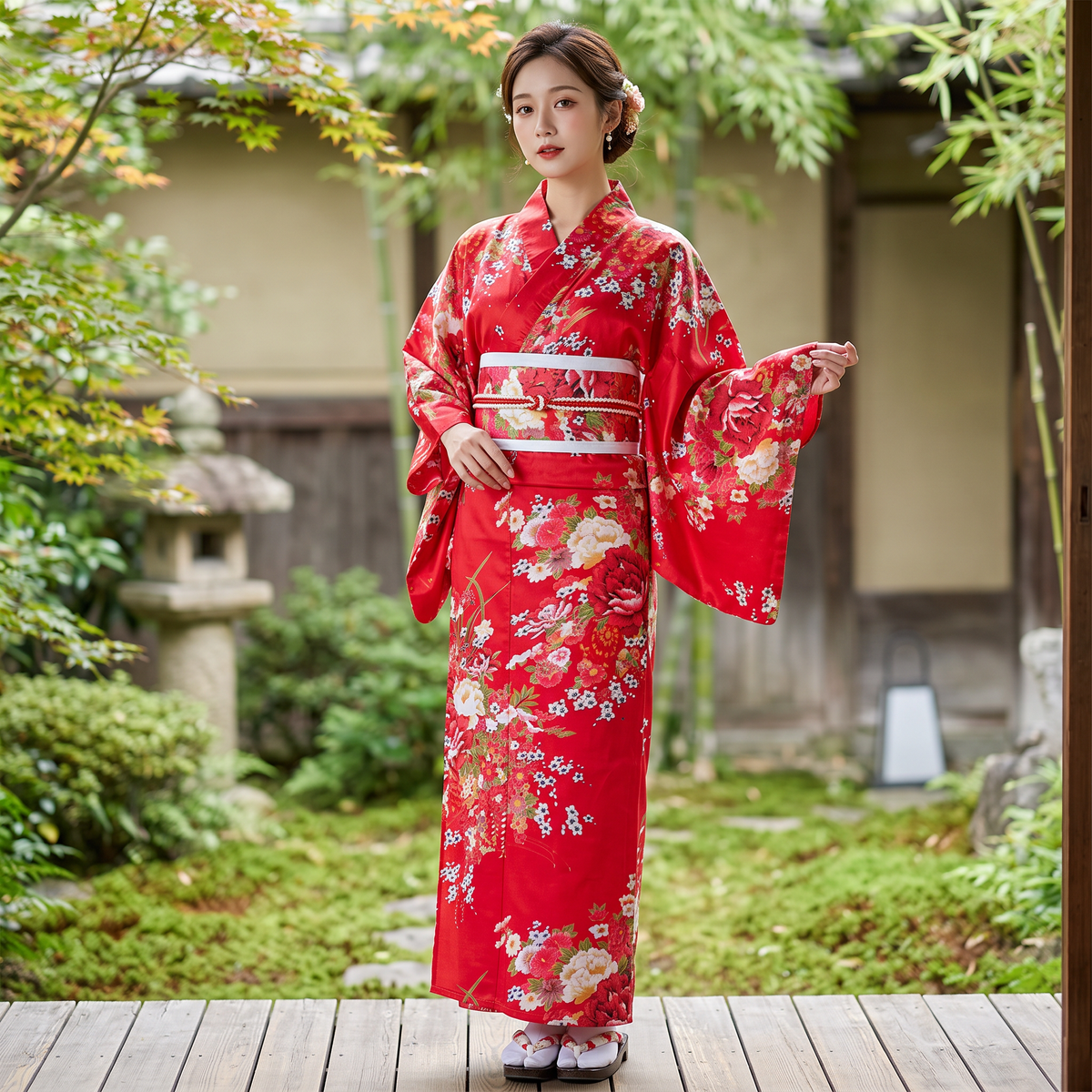 Japanese Red Yukata for Women