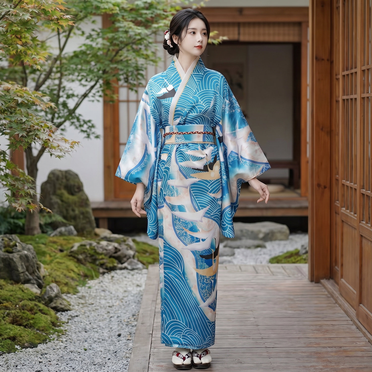Vintage Blue Kimono for Women