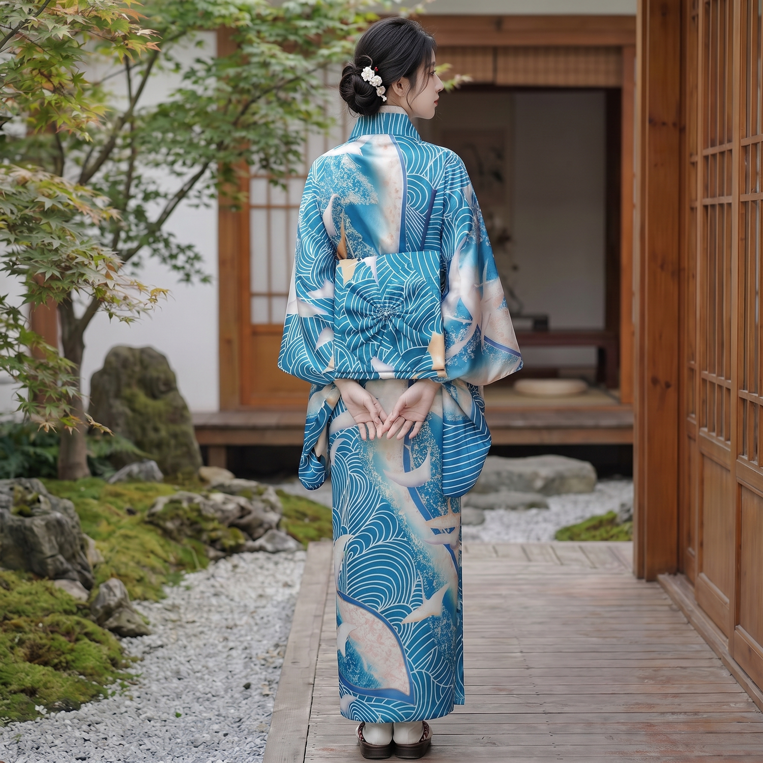 Vintage Blue Kimono for Women