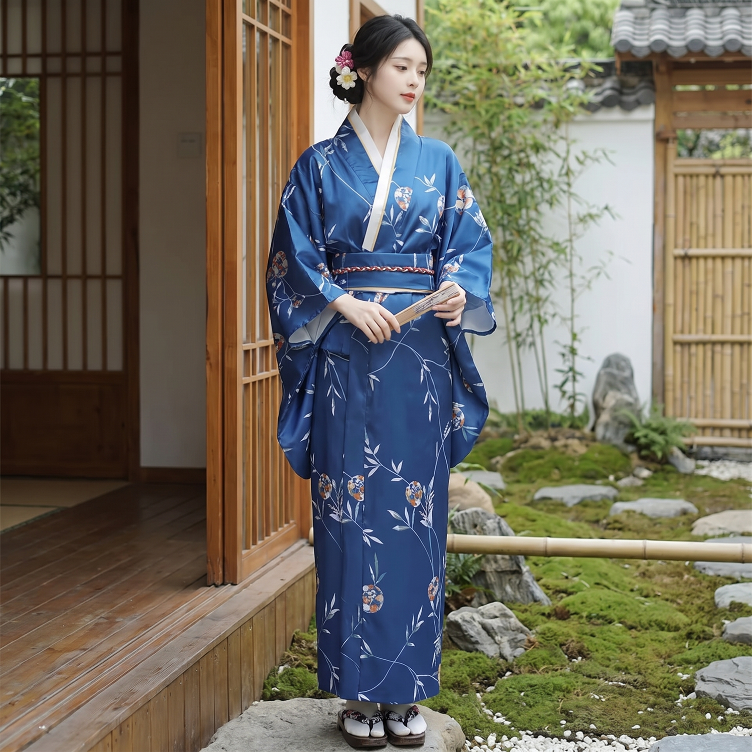 Womens Vintage Blue Kimono