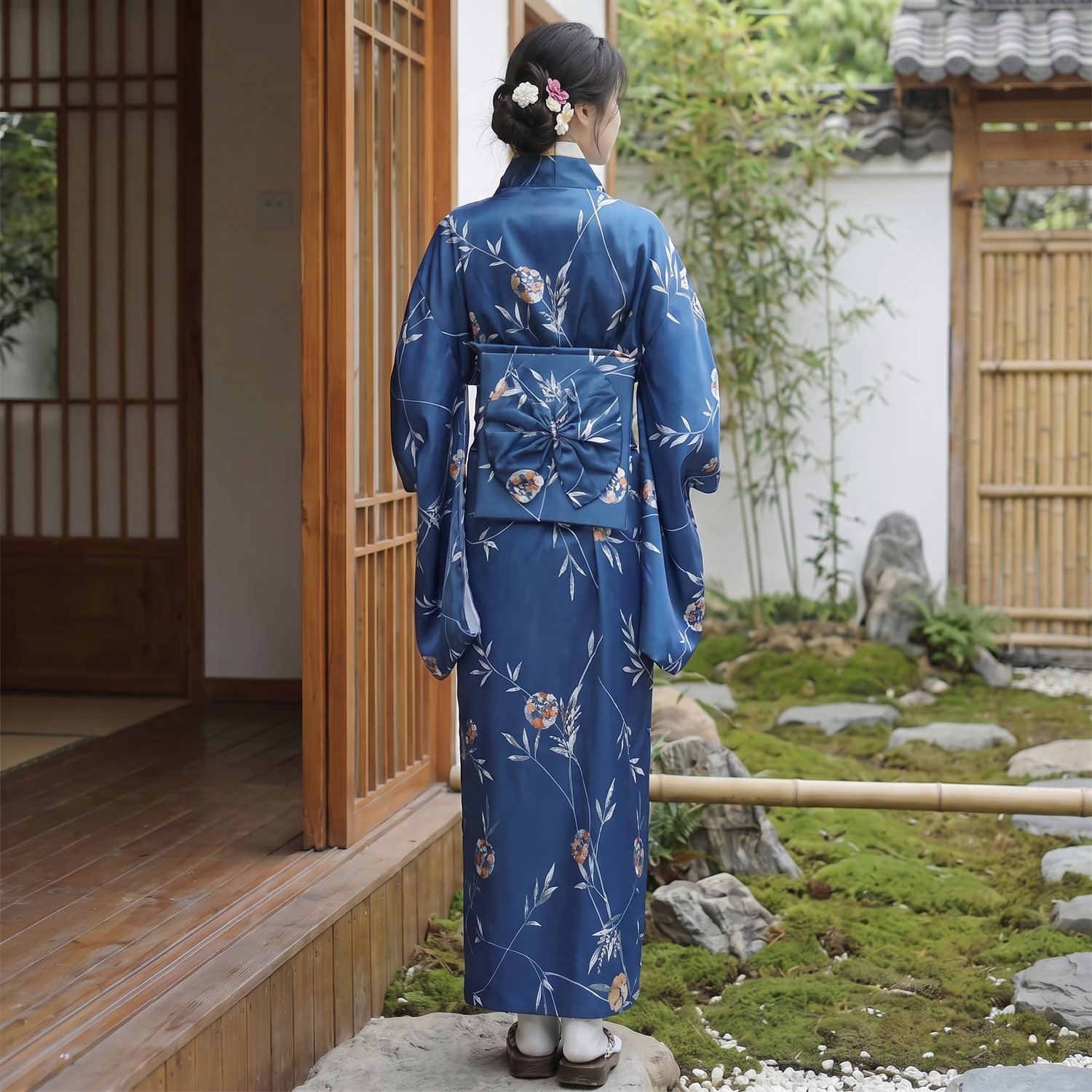 Womens Vintage Blue Kimono