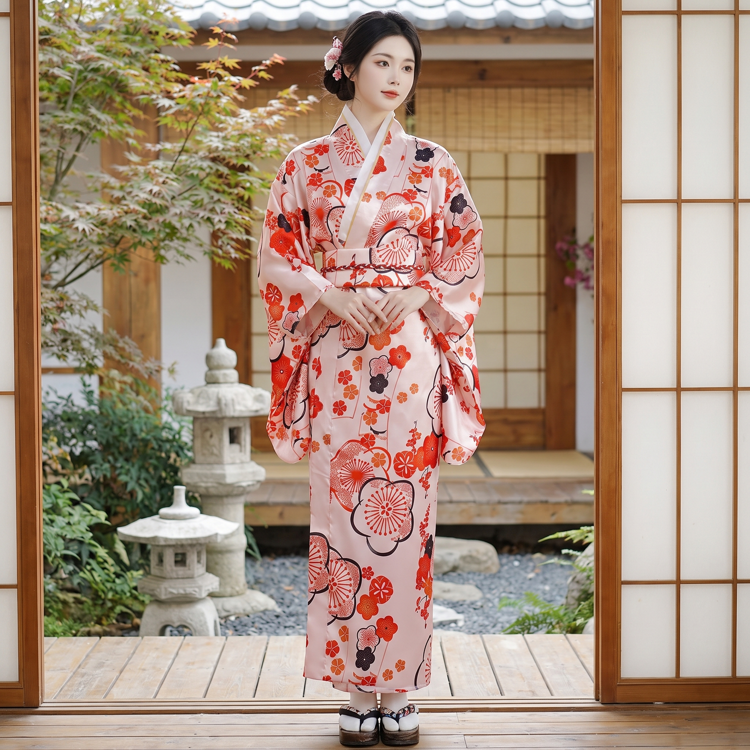 Japanese Floral Kimono Dress