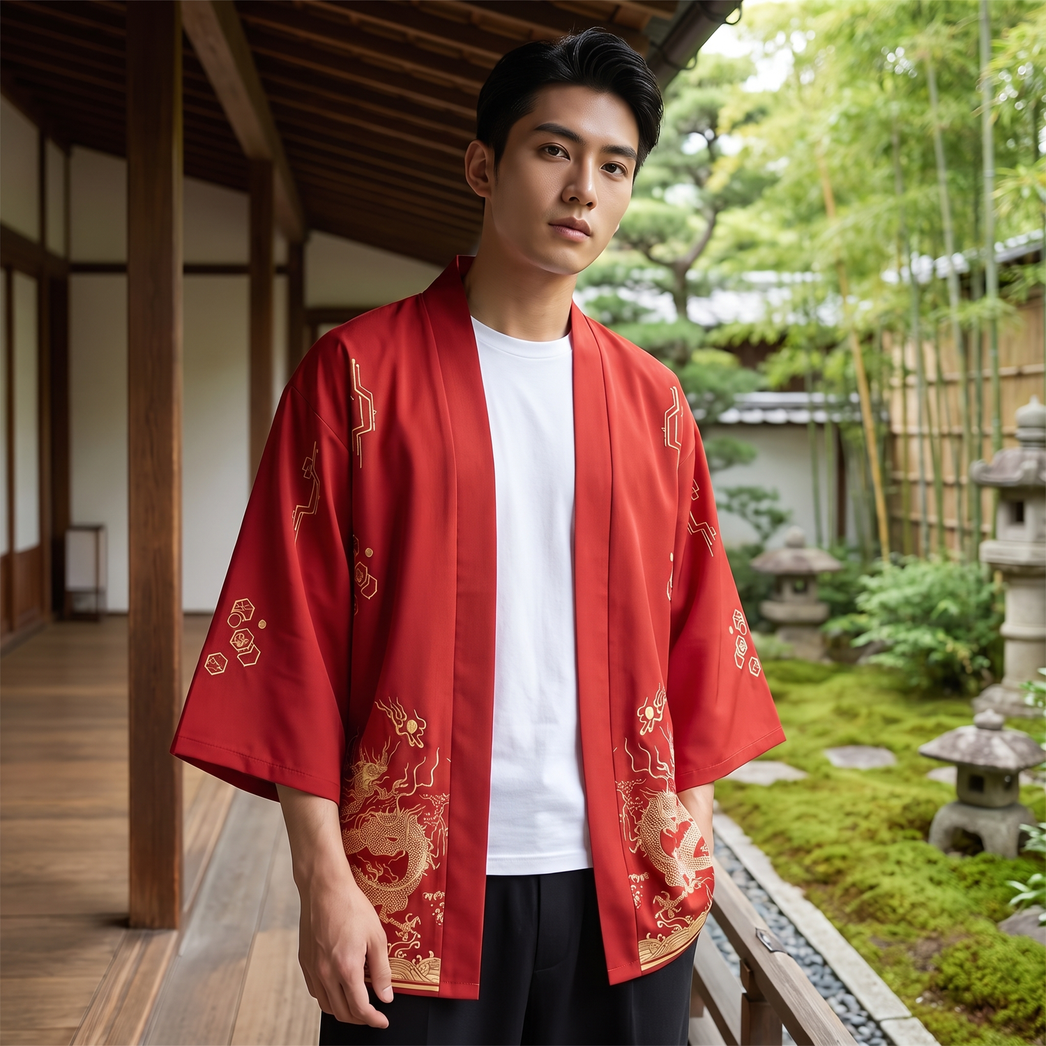 Kimono Cardigan Dragon Print