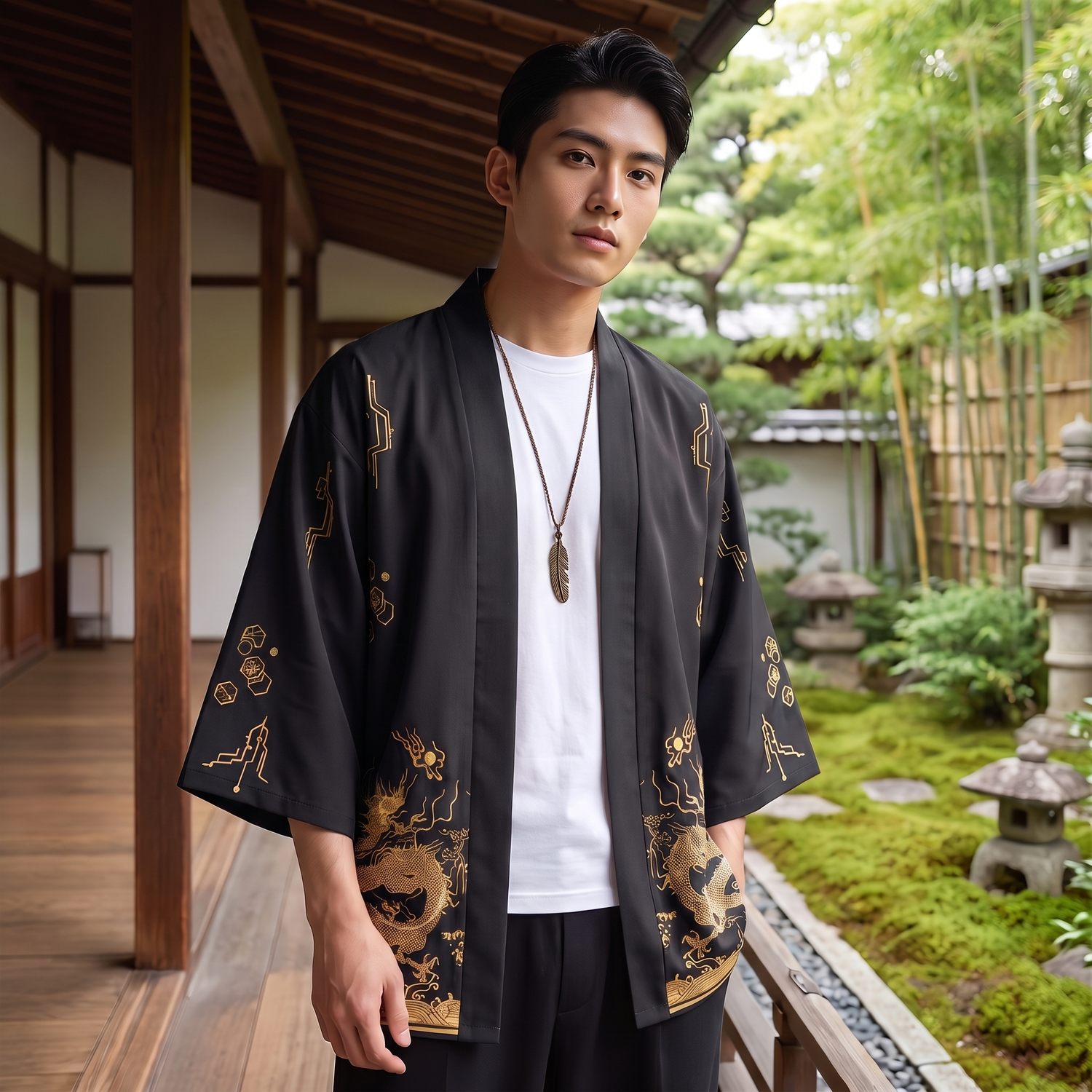 Kimono Cardigan Dragon Print