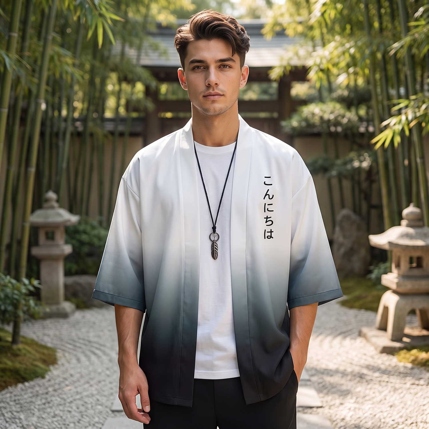 Men's Gradient Kimono Cardigan