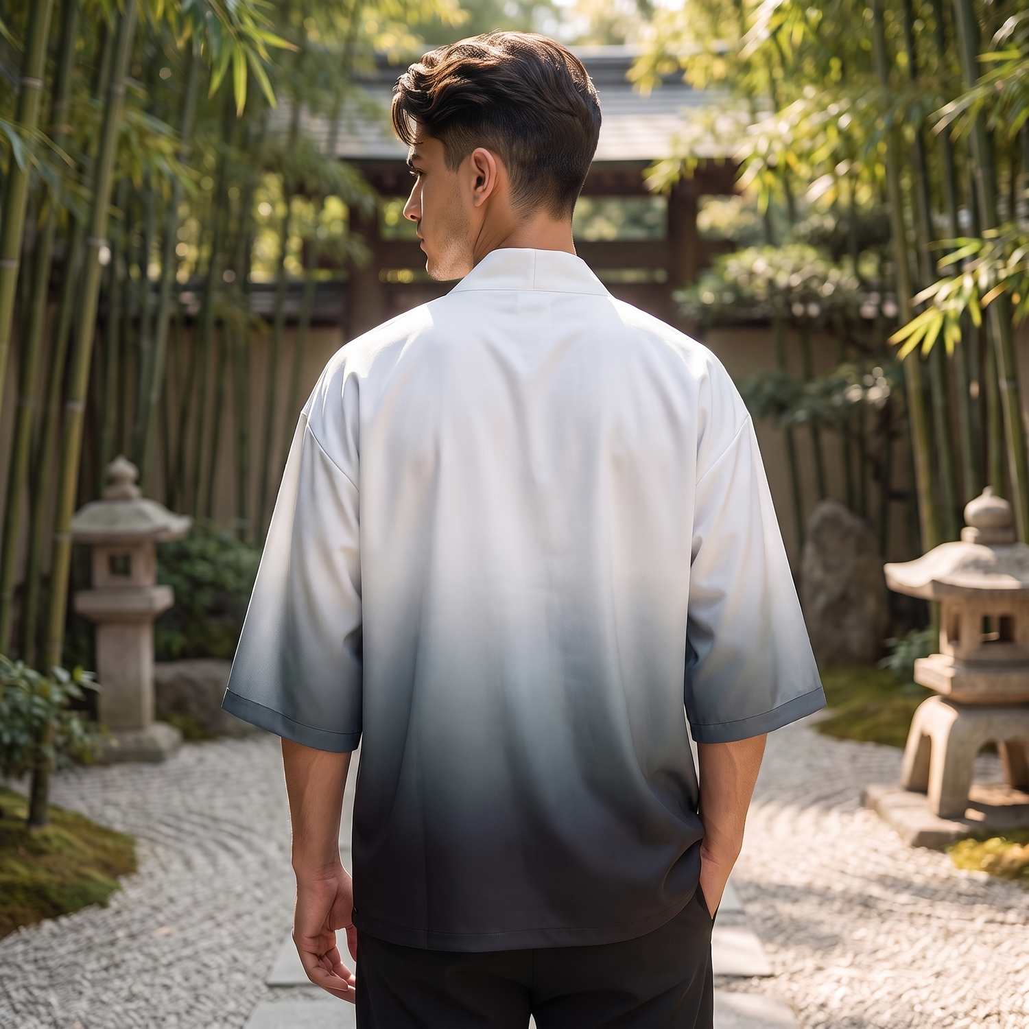 Men's Gradient Kimono Cardigan