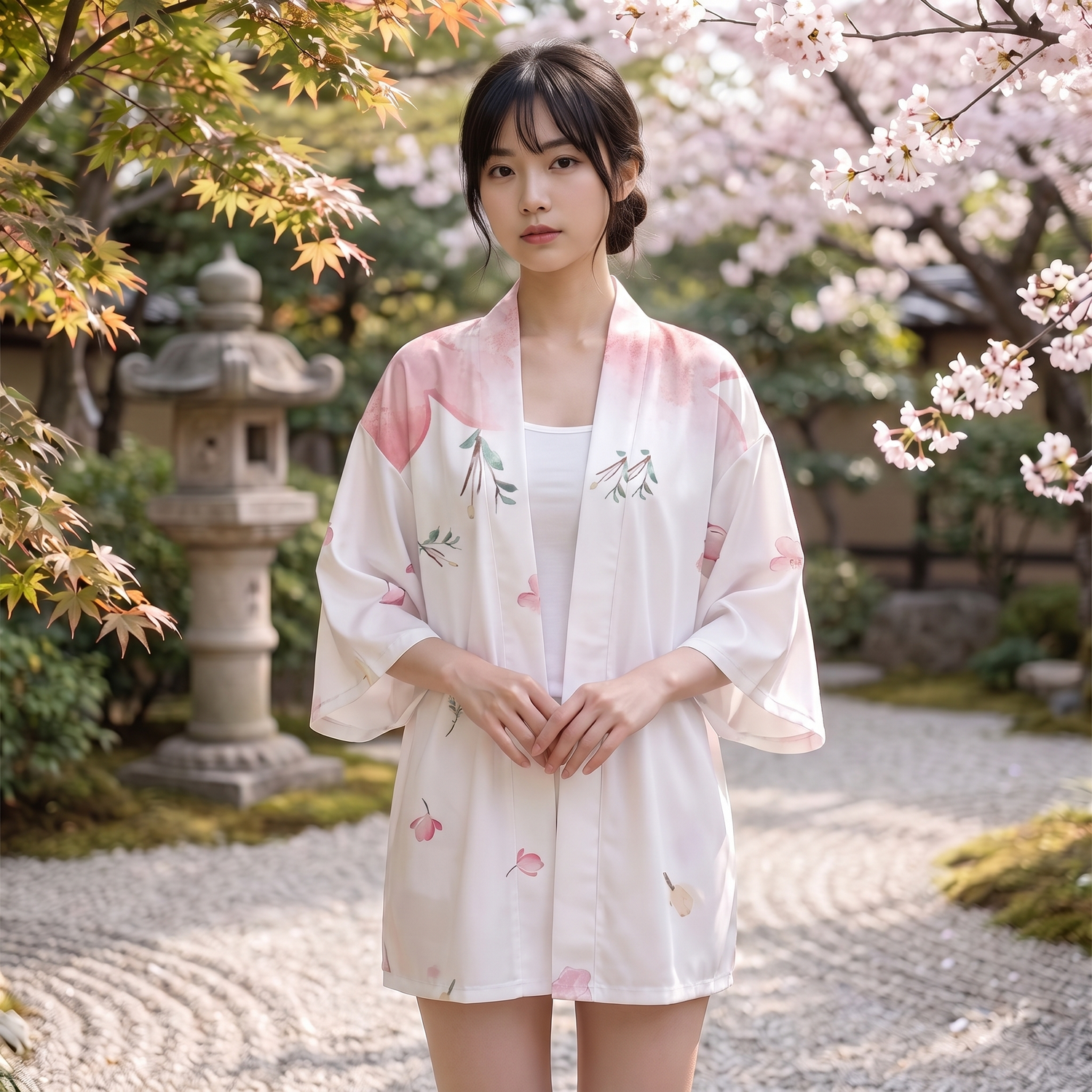 Japanese White Floral Haori