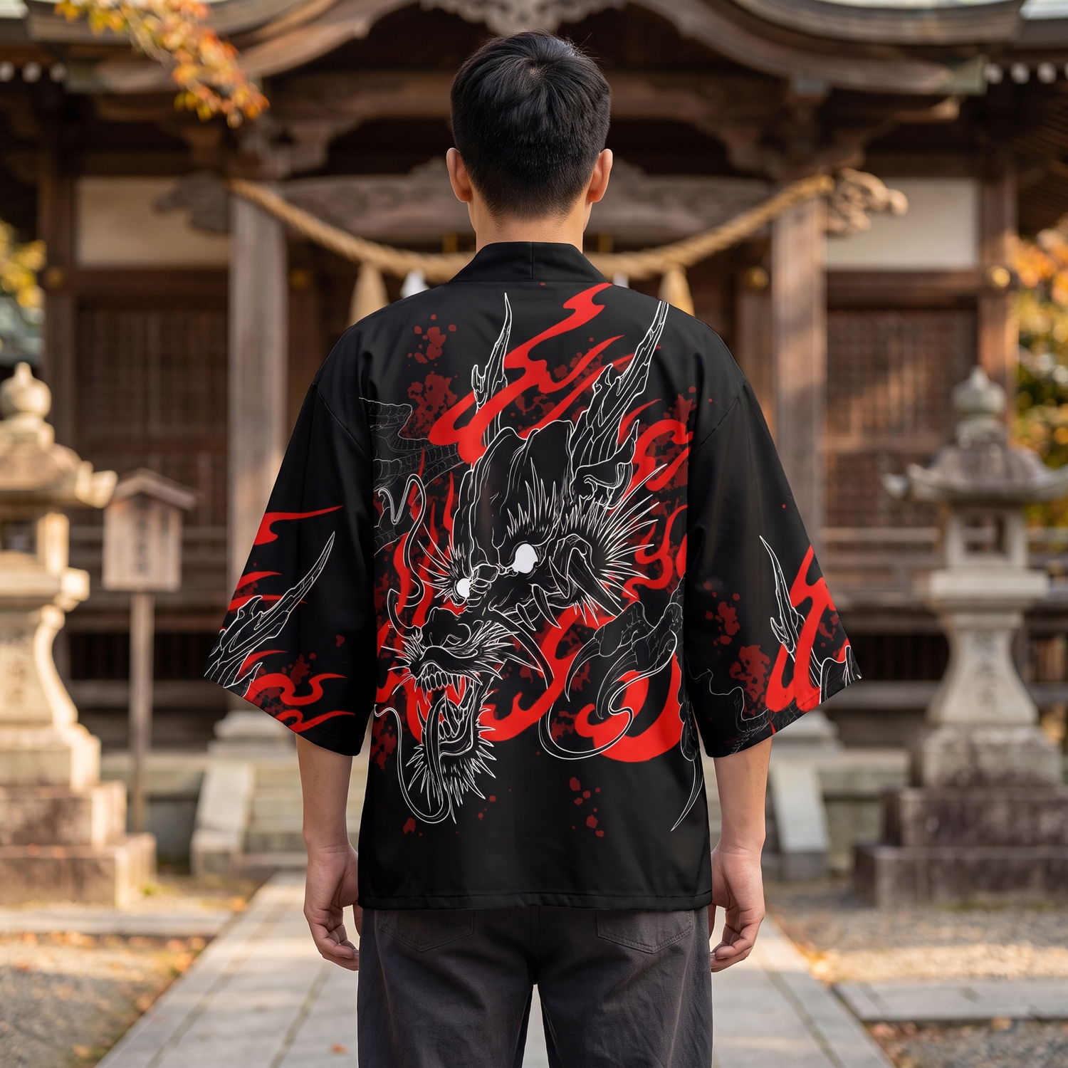 Streetwear Dragon Printed Kimono
