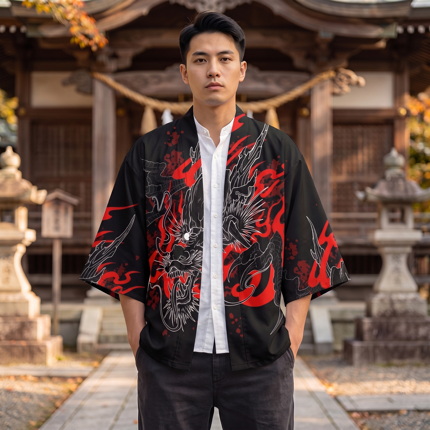 Streetwear Dragon Printed Kimono