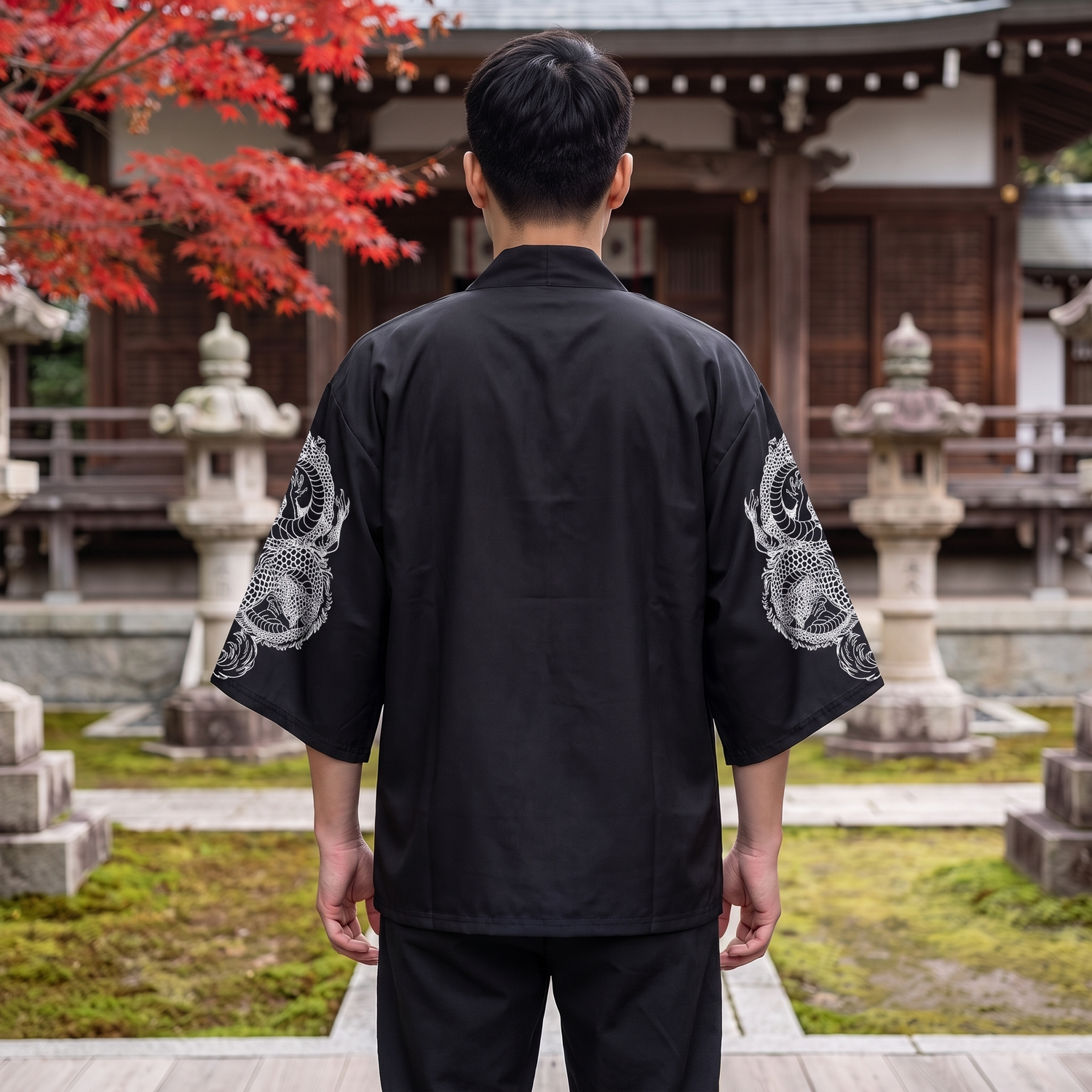 Black Printed Kimono