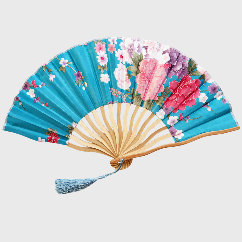 Floral Pattern Japanese Fan