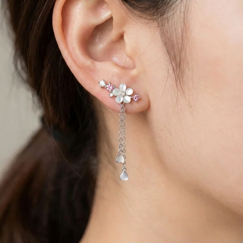 Sakura Crystal Ear Climbers