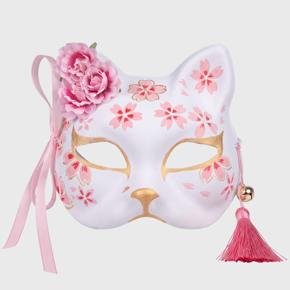 Cherry Blossoms Japanese Fox Mask