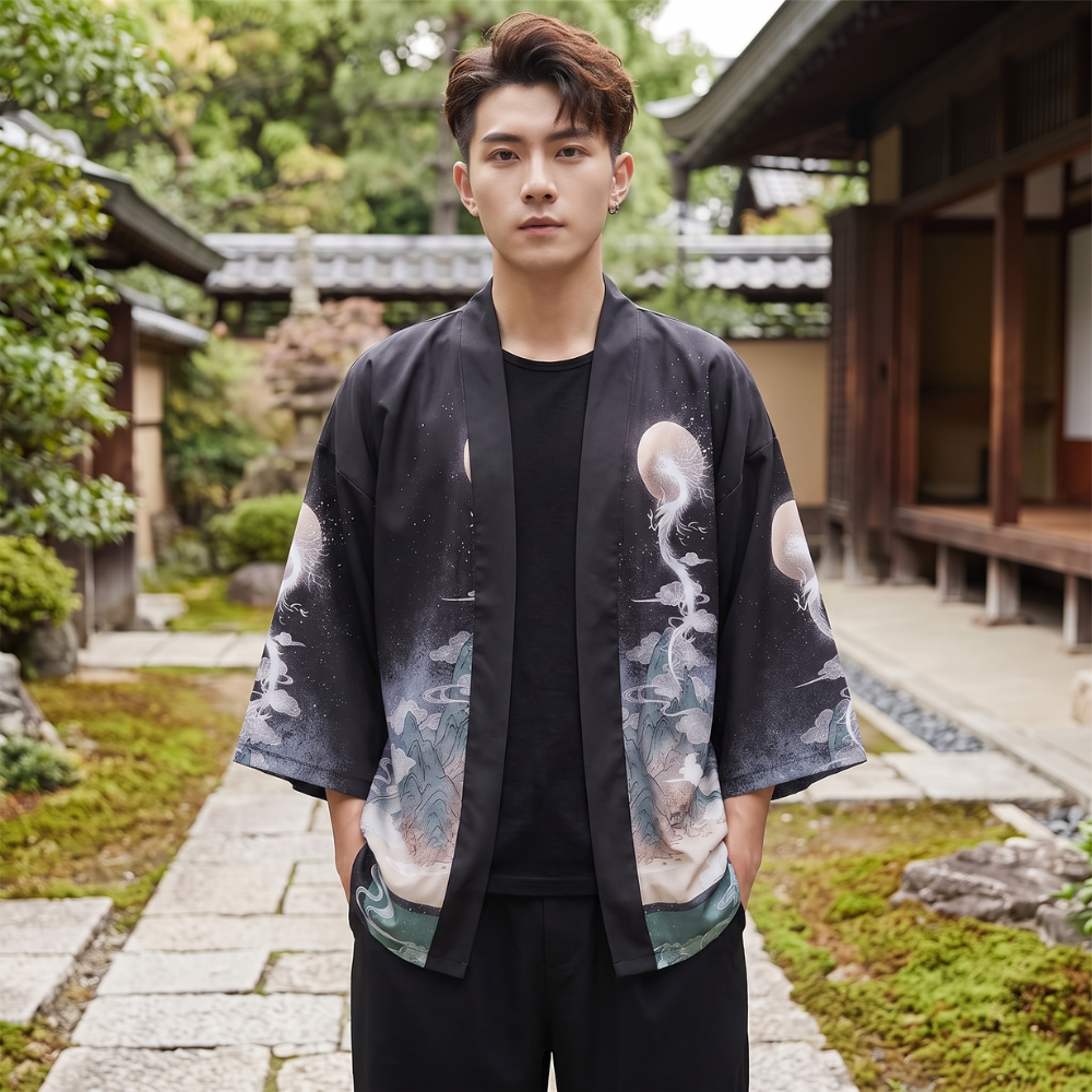 Traditional Black Japanese Kimono