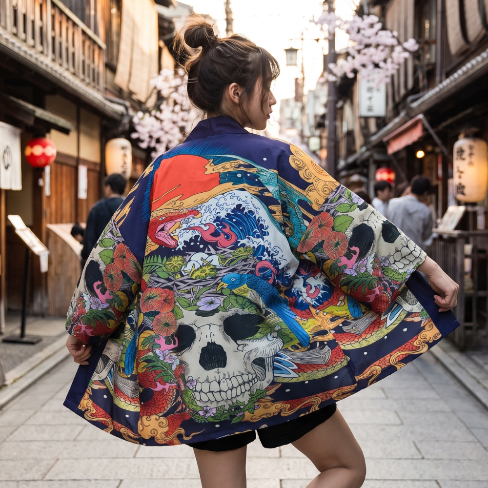 Skull Colored Kimono Jacket