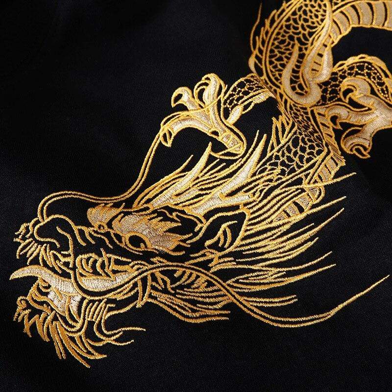 2020 Autumn and winter new national tide Chinese style dragon embroidery loose cotton pullover hoodie men jacket tide Sweatshirt